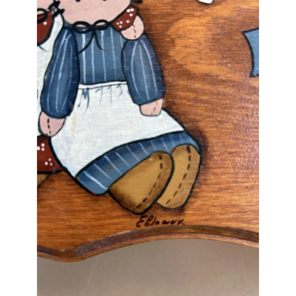 Vintage Wooden Wall Folk Art Kids Dolls ABC Hand Painted 9in Primitive Amish